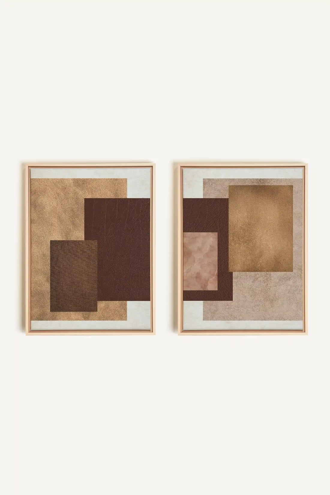 RUST &amp; LEATHER DUO, 2 Oeuvres sur toile étirée, encadré Naturel Clair