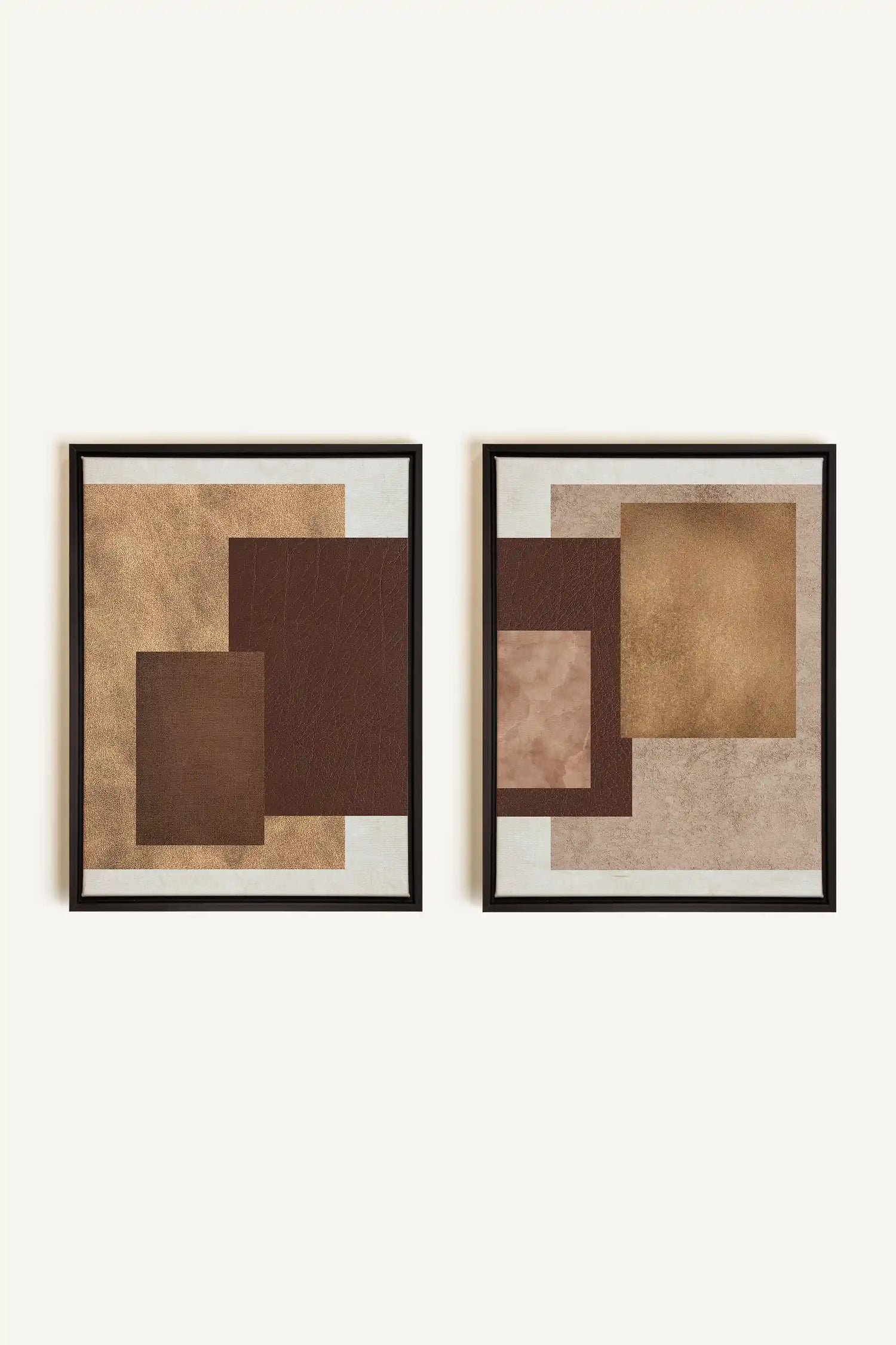 RUST &amp; LEATHER DUO, 2 Oeuvres sur toile étirée, encadré Noir