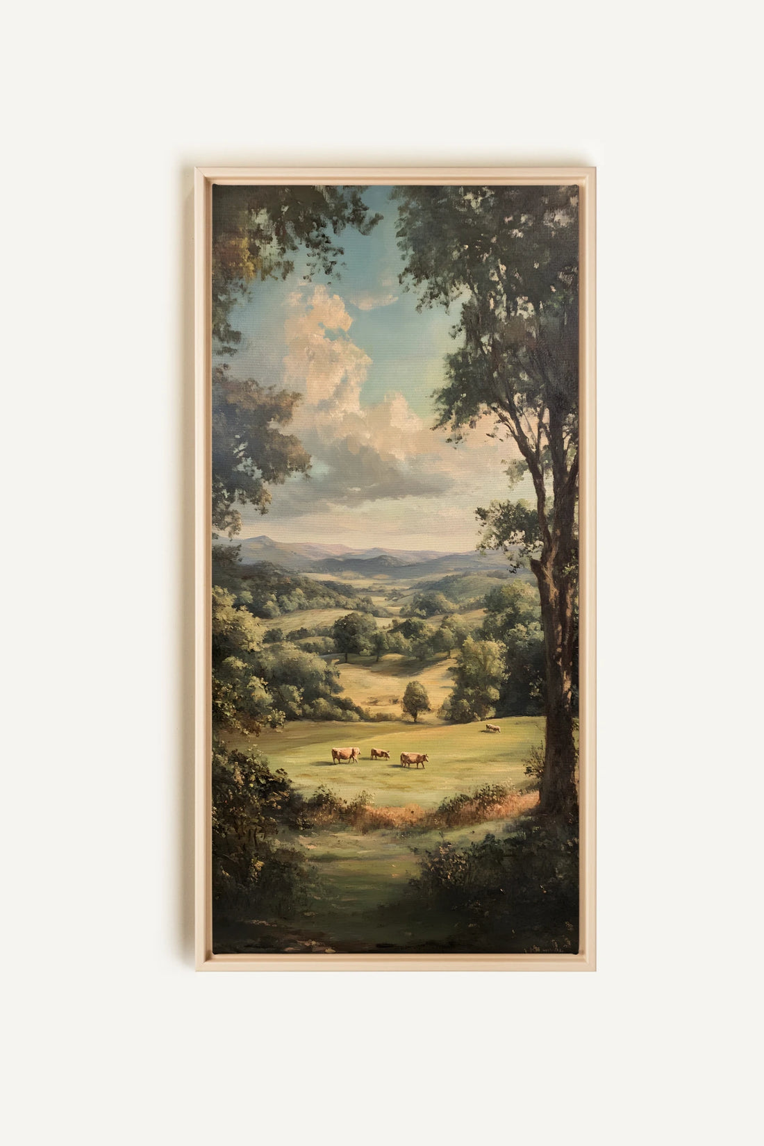 REPOS CHAMPÊTRE, Oeuvre sur toile étirée, encadré Naturel Clair