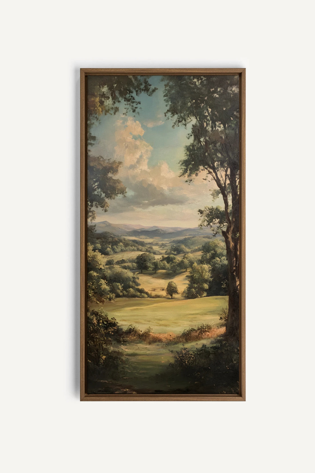 REPOS CHAMPÊTRE, Oeuvre sur toile étirée, encadré Brun Chêne