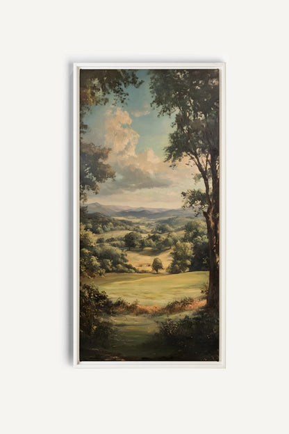 REPOS CHAMPÊTRE, Oeuvre sur toile étirée, encadré Blanc