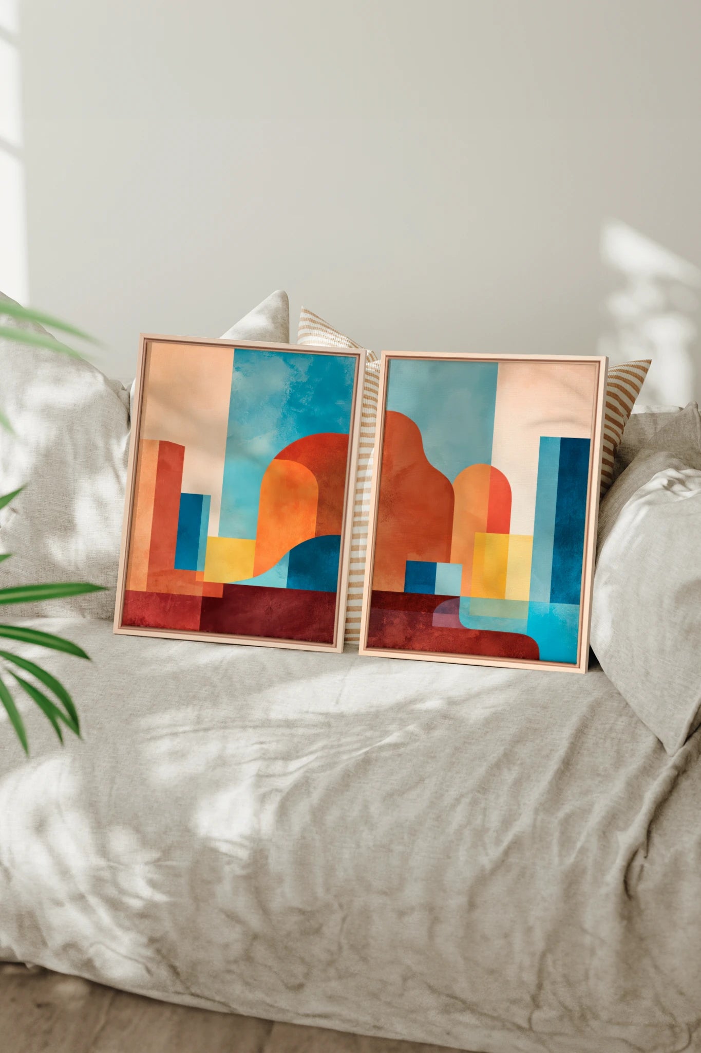 RETRO ARCH DUO, 2 Oeuvres sur toile étirée, encadré Naturel Clair