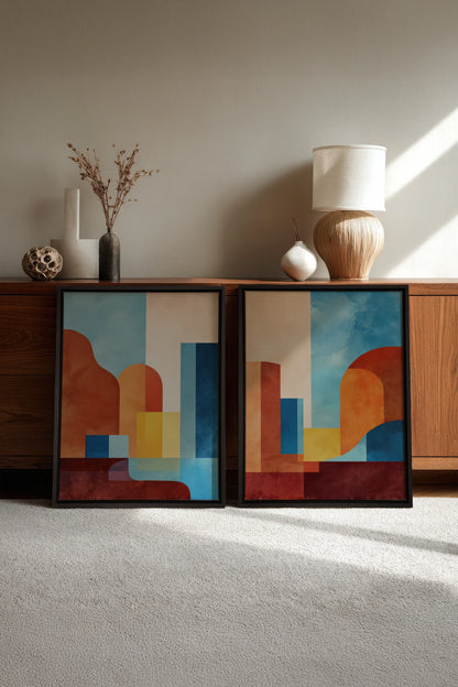RETRO ARCH DUO, 2 Oeuvres sur toile étirée, encadré Noir