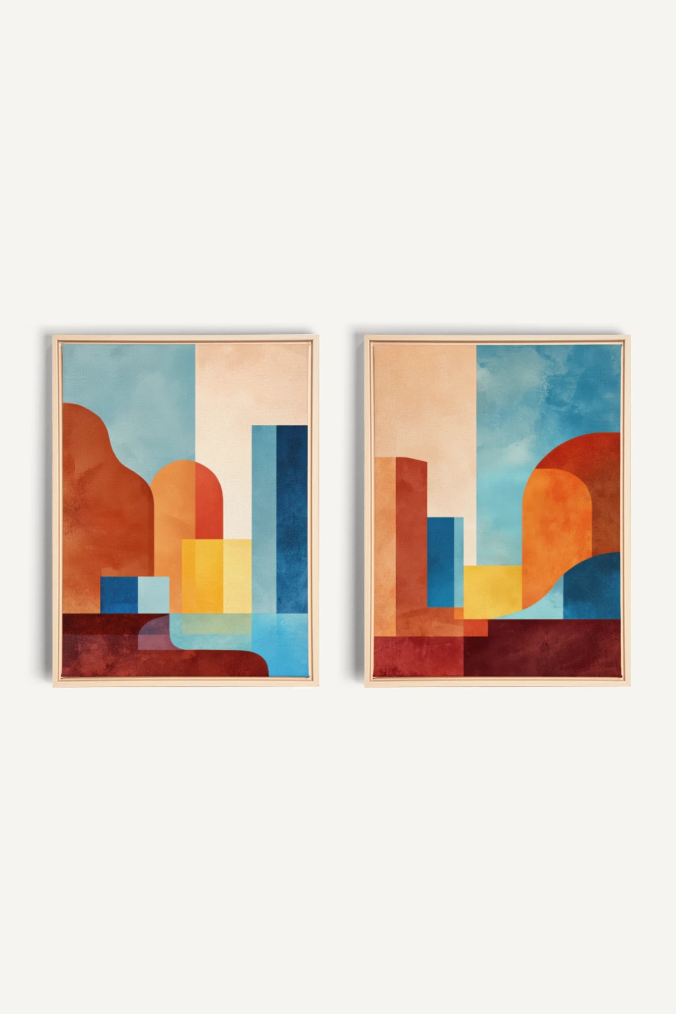 RETRO ARCH DUO, 2 Oeuvres sur toile étirée, encadré Naturel Clair