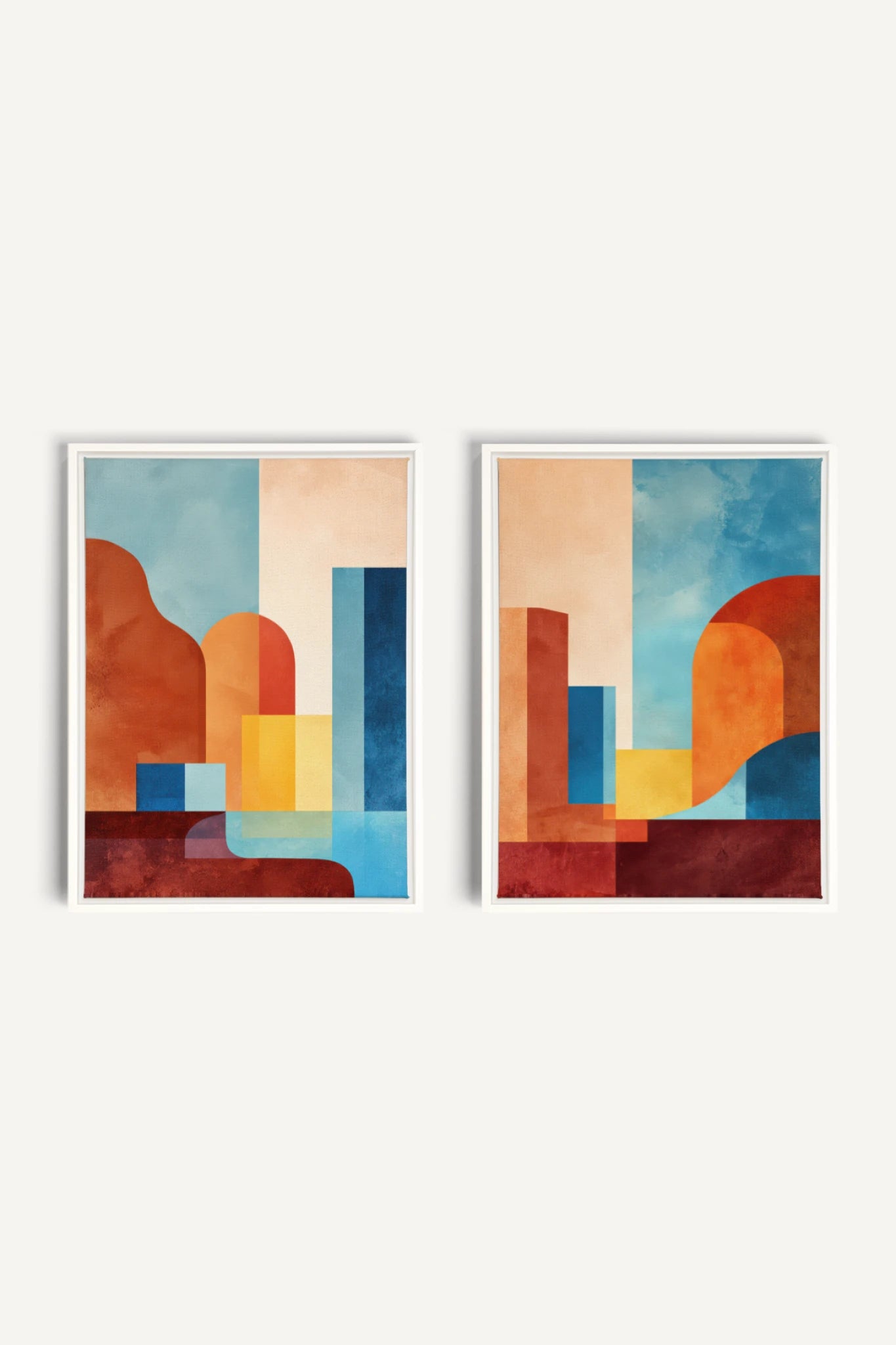 RETRO ARCH DUO, 2 Works on Stretched Canvas, Framed in White