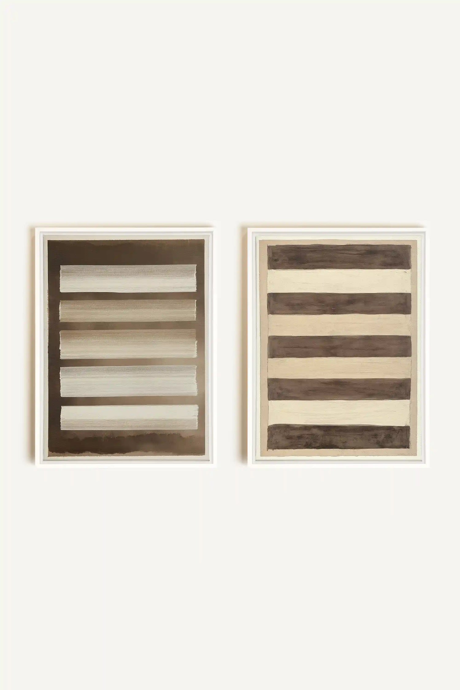 SANDY LINES DUO, 2 Works on stretched canvas, framed in white