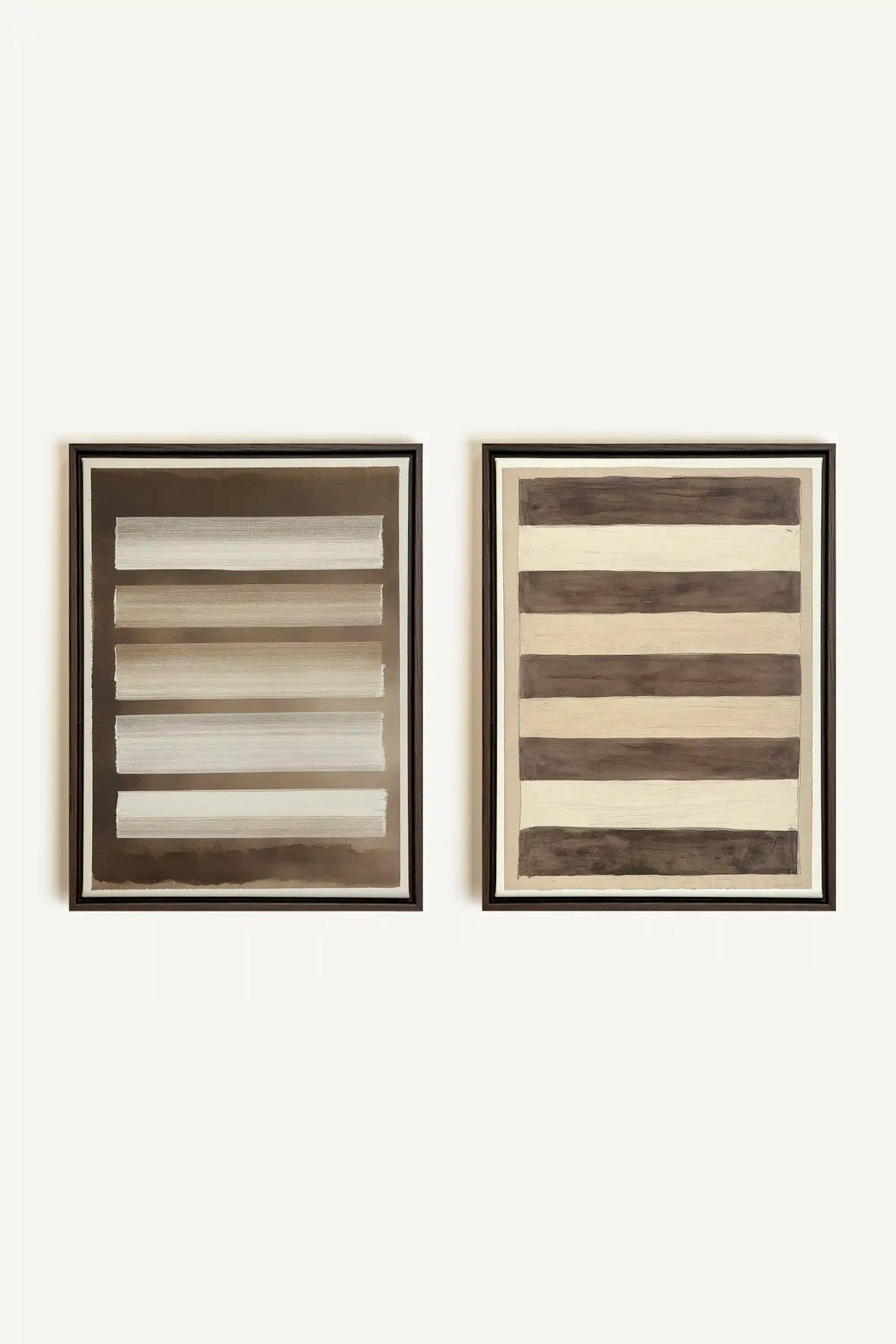 SANDY LINES DUO, 2 Oeuvres sur toile étirée, encadré Brun Noyer