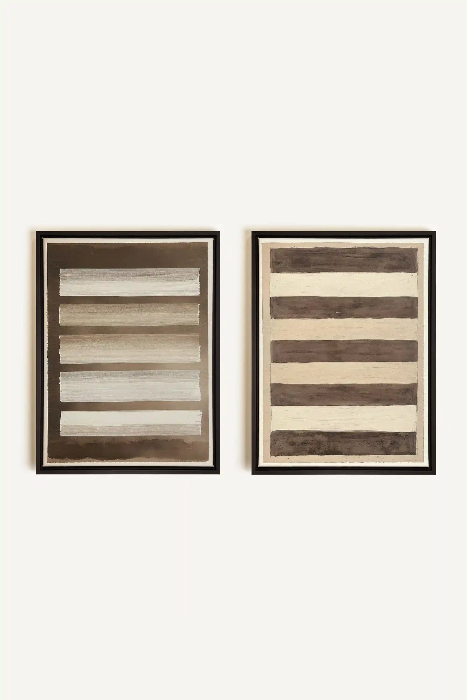 SANDY LINES DUO, 2 Works on stretched canvas, black framed