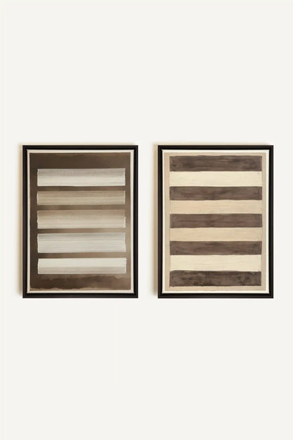 SANDY LINES DUO, 2 Works on stretched canvas, black framed