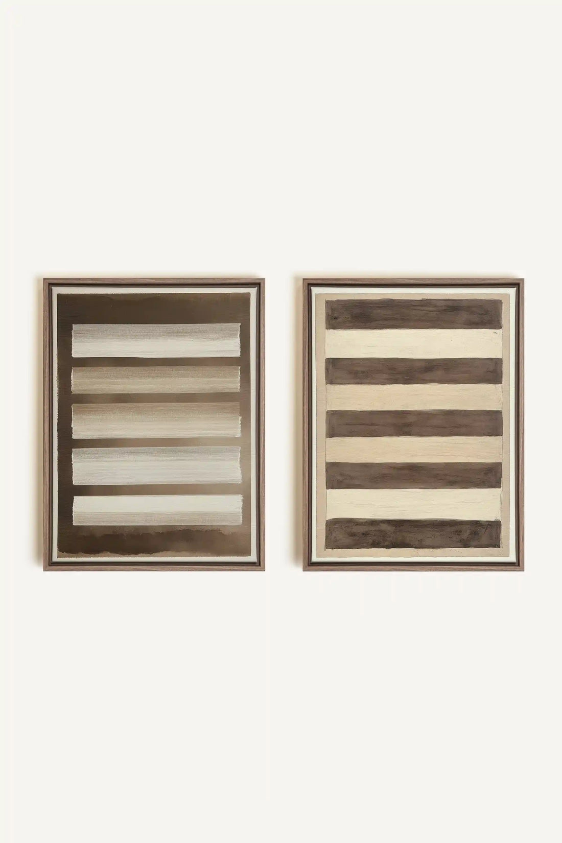 SANDY LINES DUO, 2 Oeuvres sur toile étirée, encadré Brun Chêne