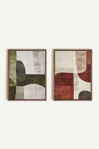 SEASONAL BALANCE, 2 Oeuvres sur toile étirée, encadré Brun Chêne