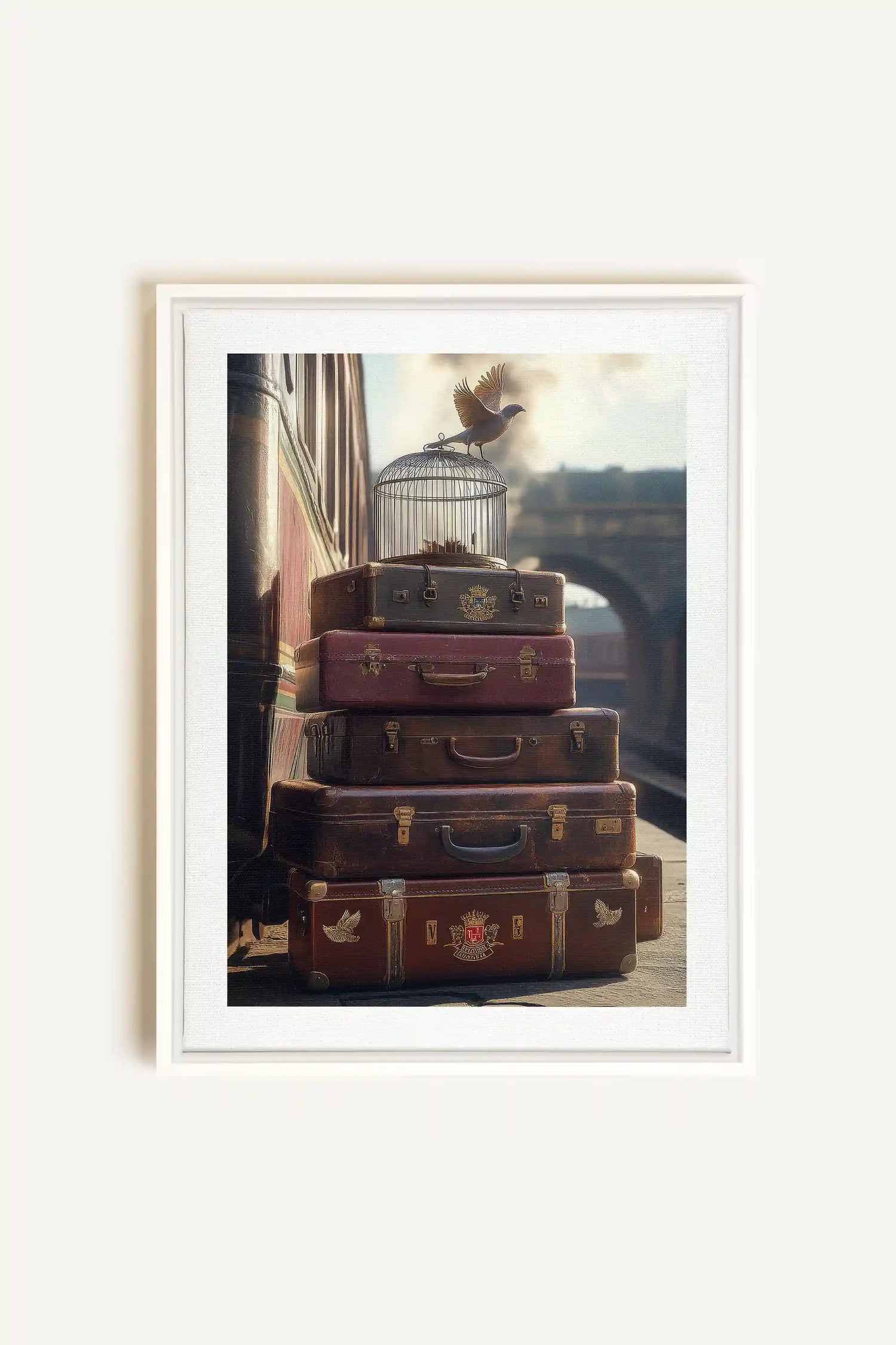 SECRET JOURNEY, Artwork on stretched canvas, framed in white