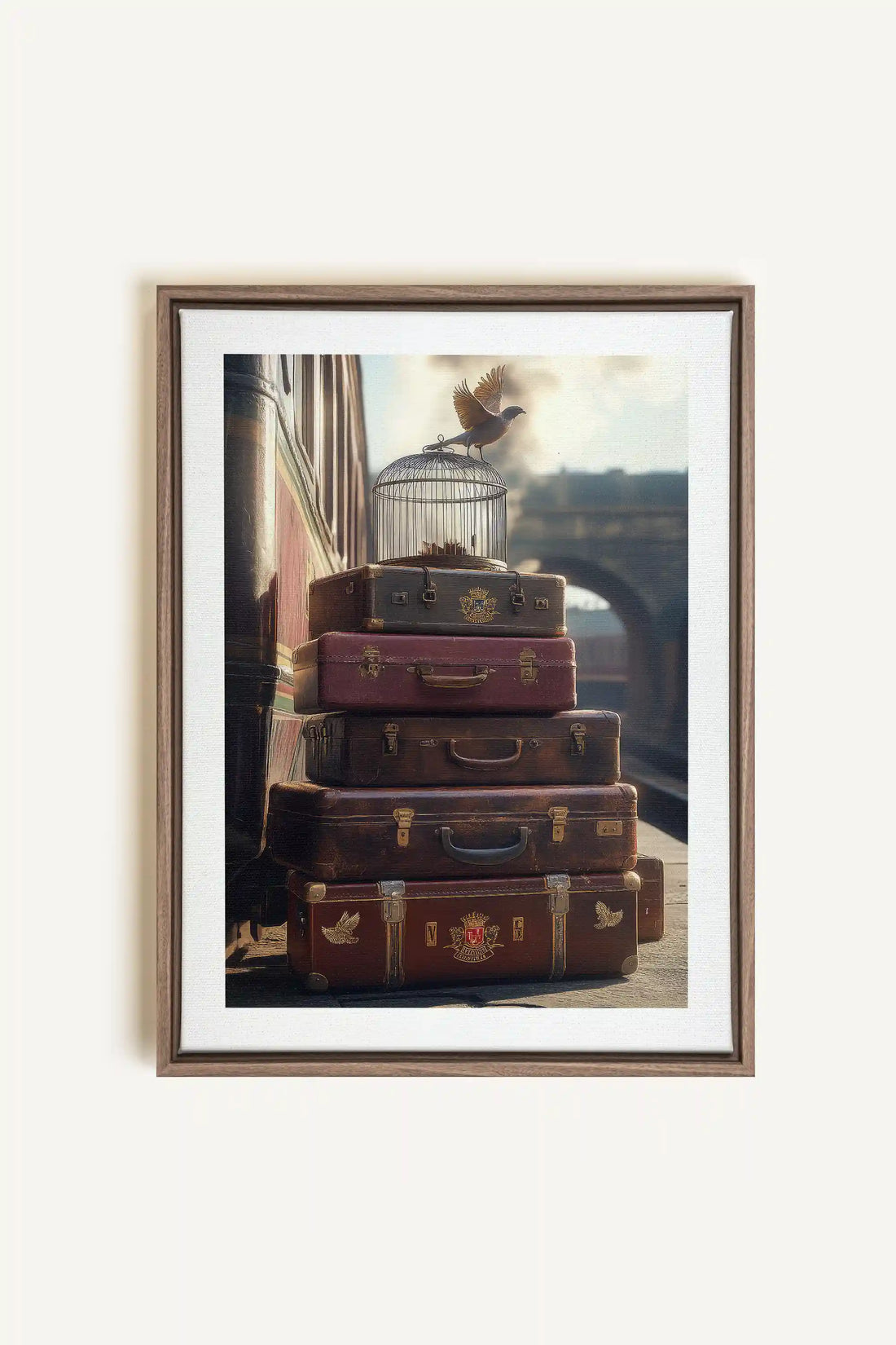 SECRET JOURNEY, Artwork on stretched canvas, framed in Brown Oak