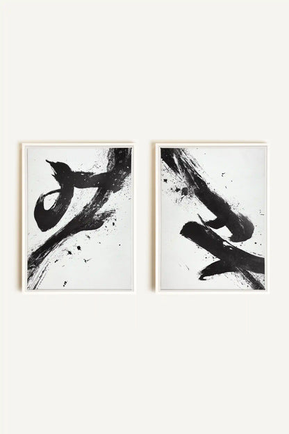 SHARP SHADOWS, 2 Oeuvres sur toile étirée, encadré Blanc