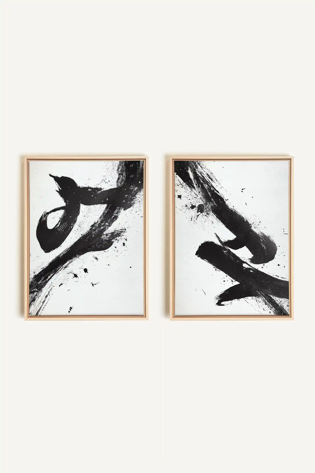 SHARP SHADOWS, 2 Oeuvres sur toile étirée, encadré Naturel Clair