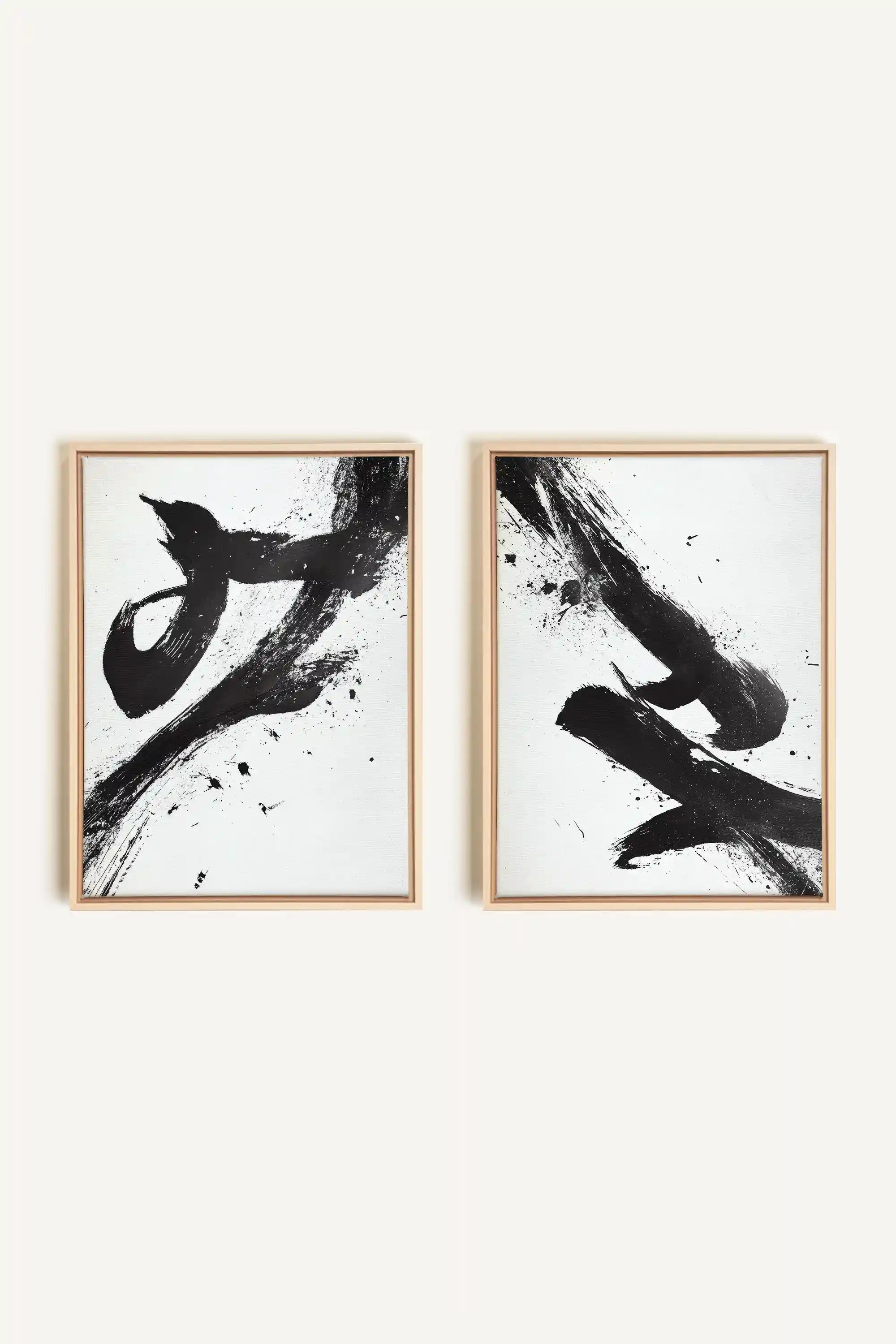 SHARP SHADOWS, 2 Oeuvres sur toile étirée, encadré Naturel Clair