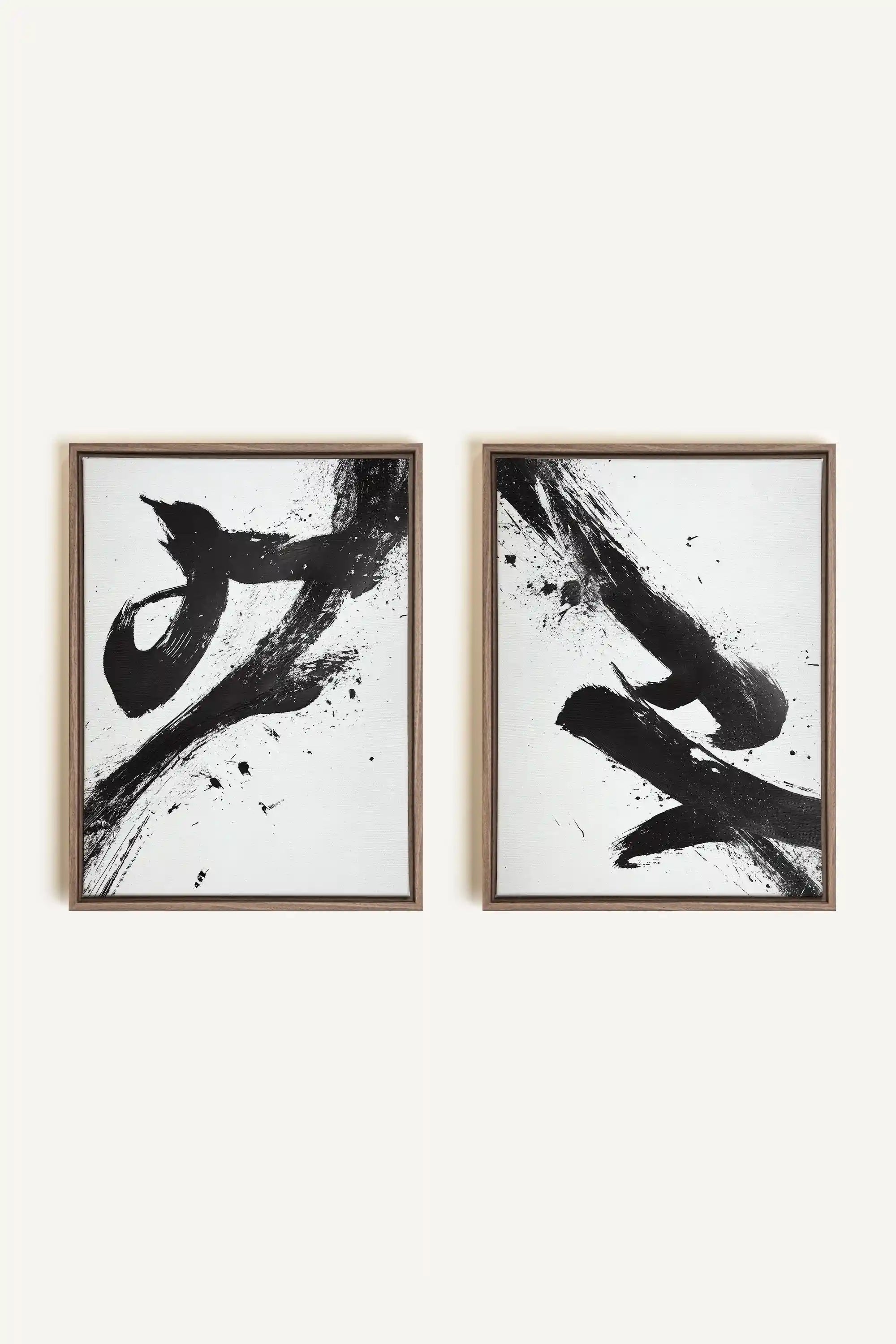 SHARP SHADOWS, 2 Oeuvres sur toile étirée, encadré Brun Chêne