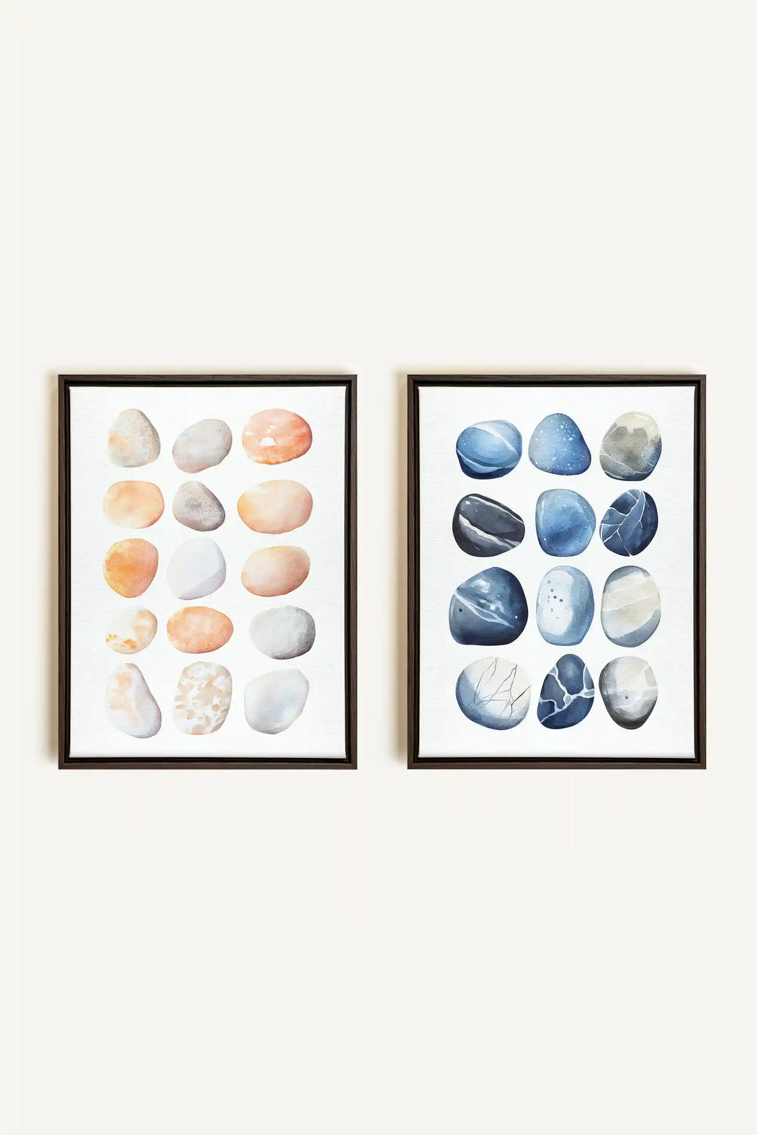 SHORELINE GEMS DUO, 2 Oeuvres sur toile étirée, encadré Brun Noyer