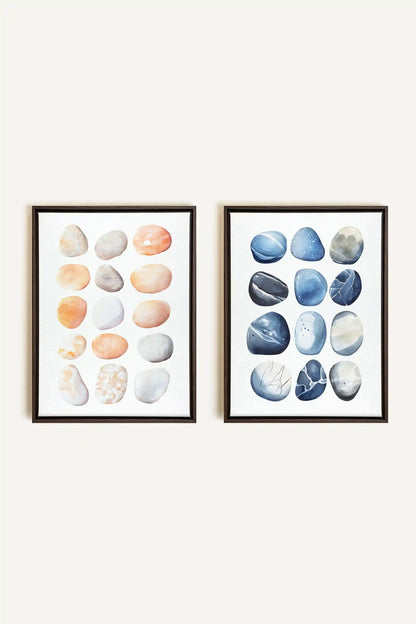 SHORELINE GEMS DUO, 2 Oeuvres sur toile étirée, encadré Brun Noyer