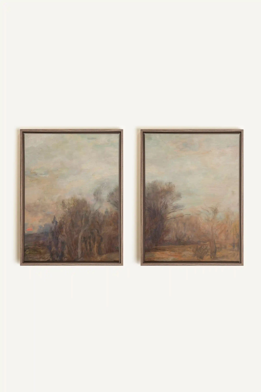 SILENT SEASON DUO, 2 Works on stretched canvas, framed Oak Brown