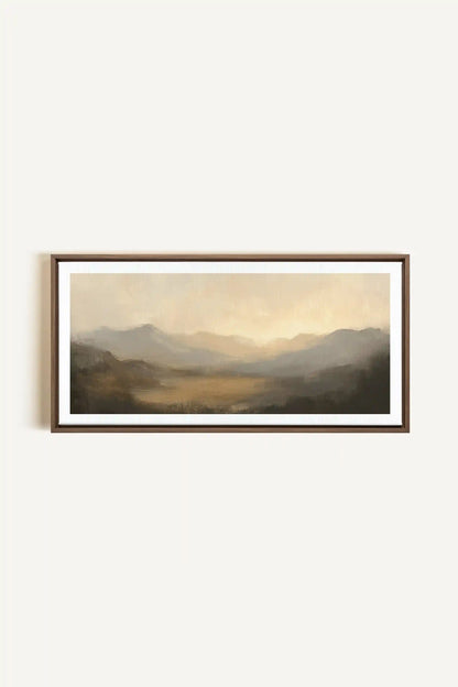 SOFT GLOW, Artwork on stretched canvas, framed in Brown Oak