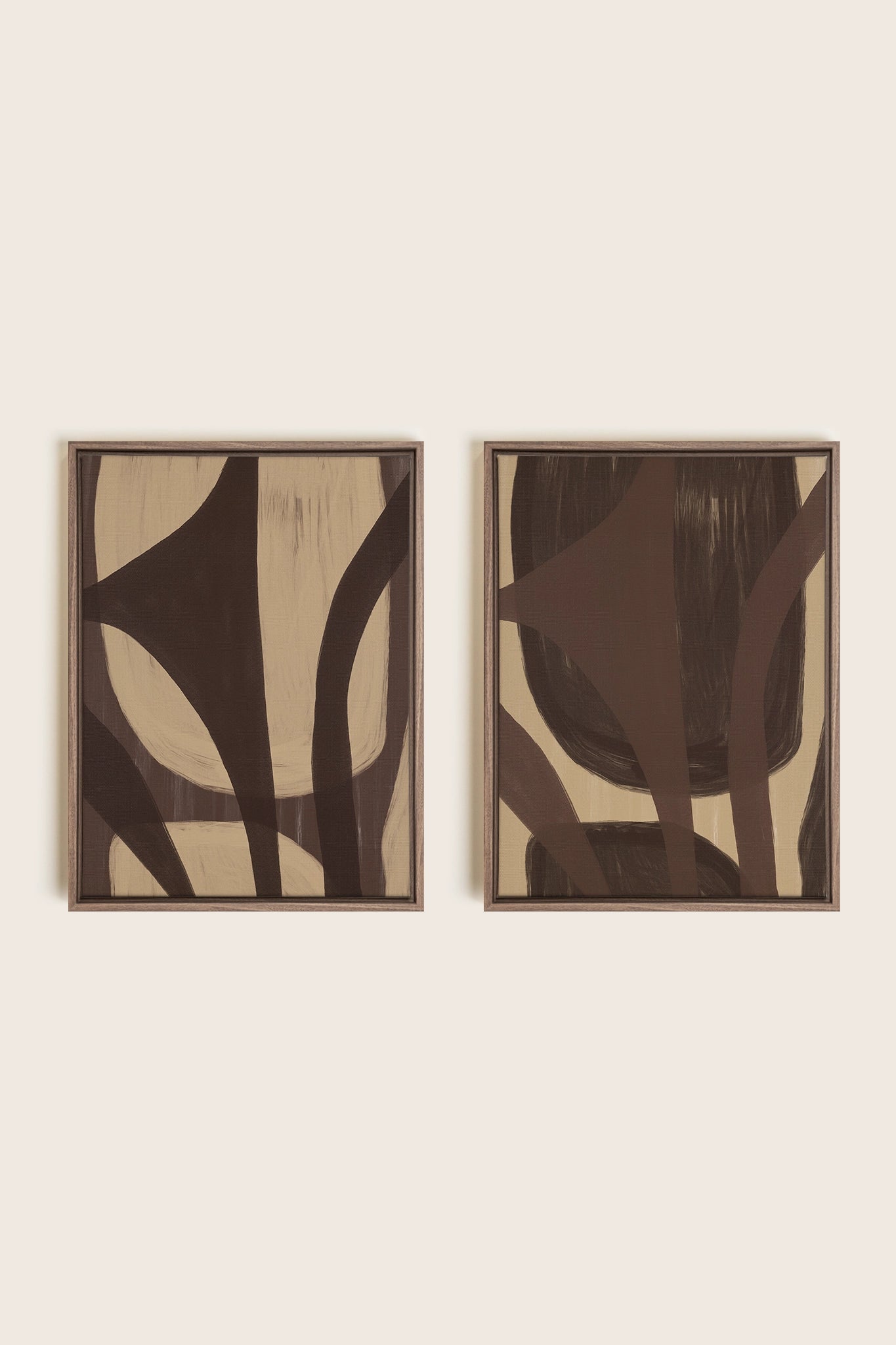 SOFT PATHWAYS DUO, Oeuvre sur toile étirée, encadré Brun Chêne