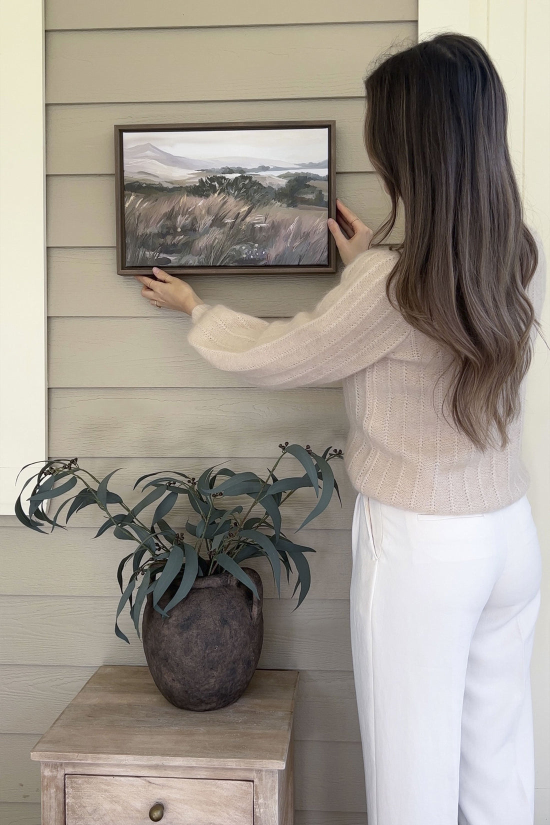 OLEKA CANVAS - SPRING MEADOW, Oeuvre sur toile étirée, encadré Brun Chêne