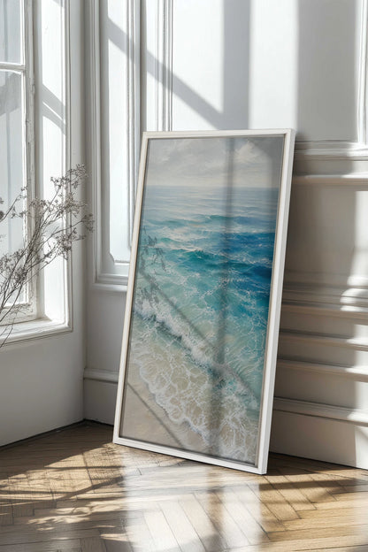 SALTWATER DREAM, Painting on stretched canvas, framed in white
