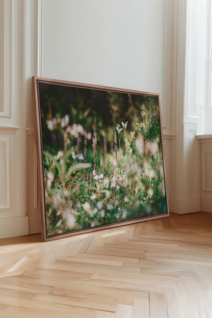 SAUGE &amp; LAVANDE, Oeuvre sur toile étirée, encadré Brun Chêne