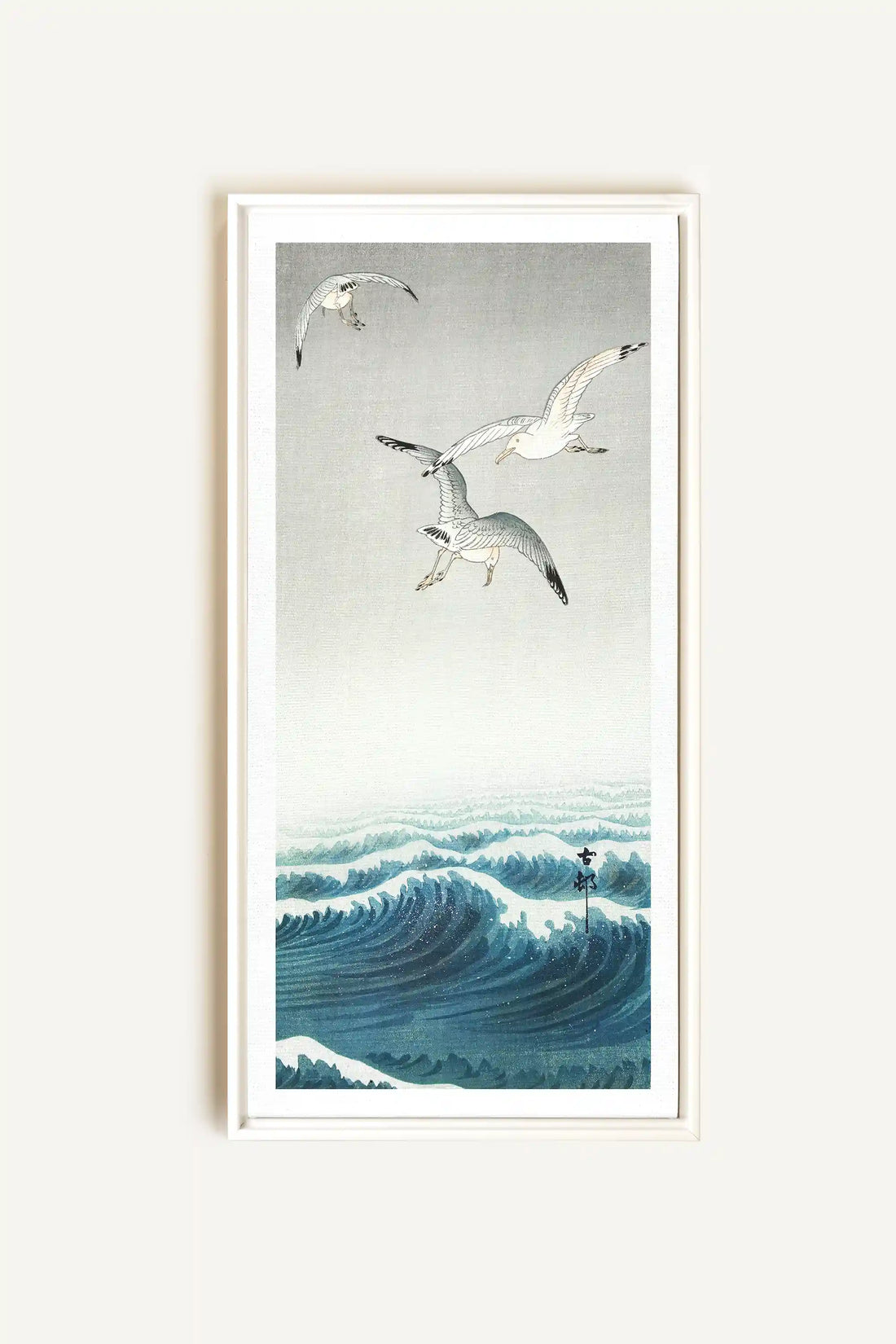 THREE SEAGULLS, Oeuvre sur toile étirée, encadré Blanc