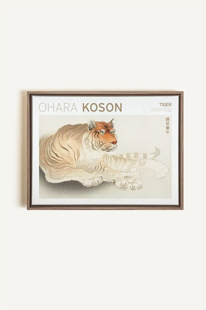 TIGER, Oeuvre sur toile étirée, encadré Brun Chêne