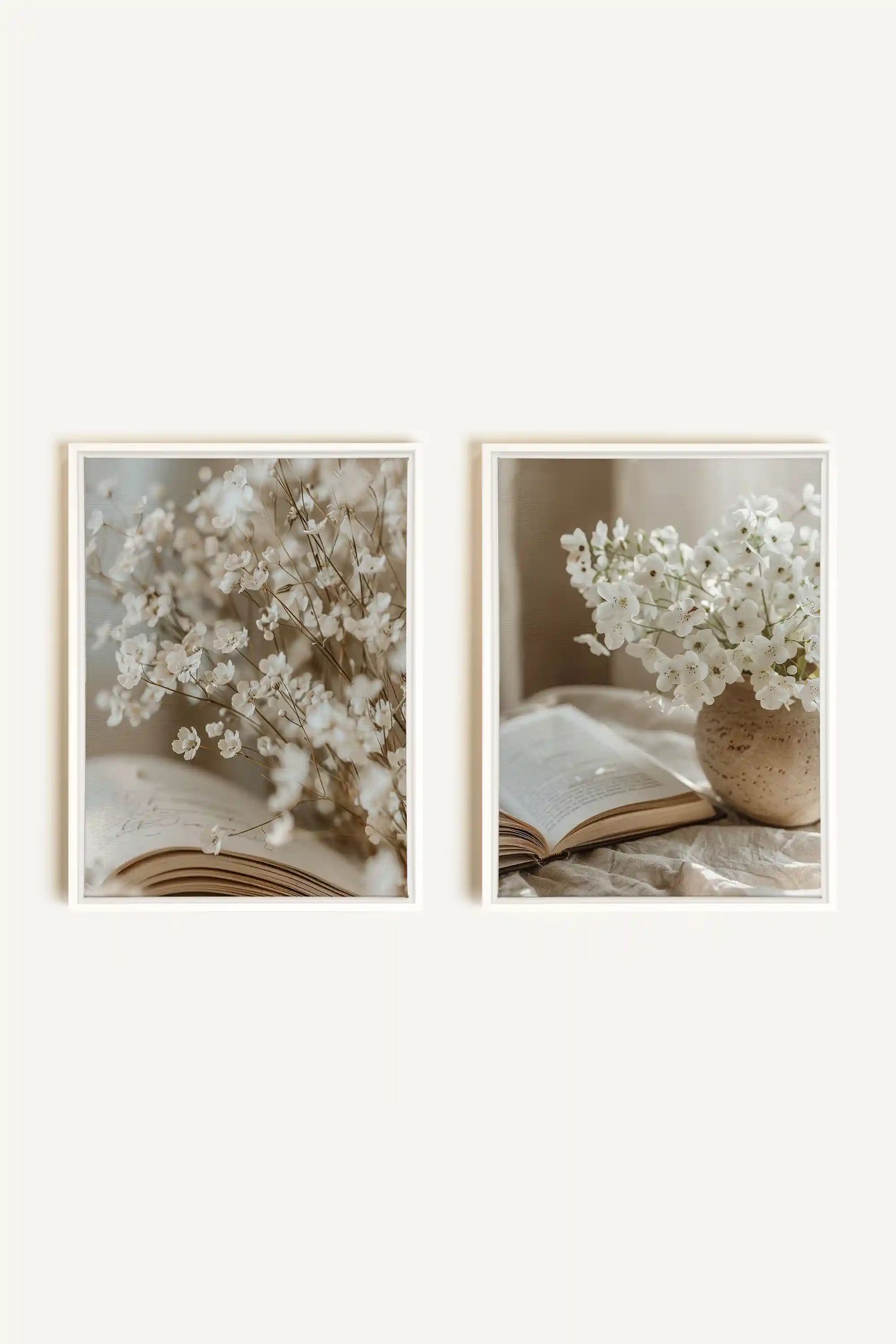 TIMELESS BEAUTY DUO, 2 Oeuvres sur toile étirée, encadré Blanc