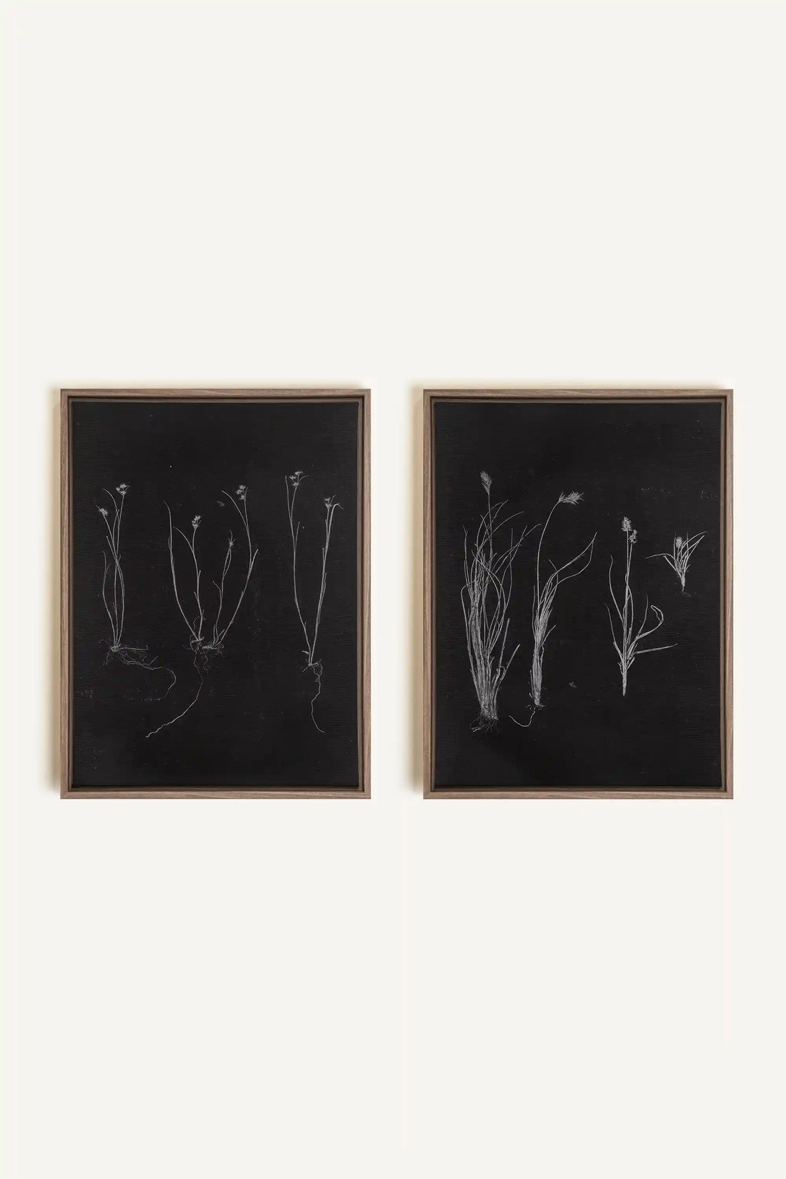 DUO TRACES DE VIE, 2 Oeuvres sur toile étirée, encadré Brun Chêne