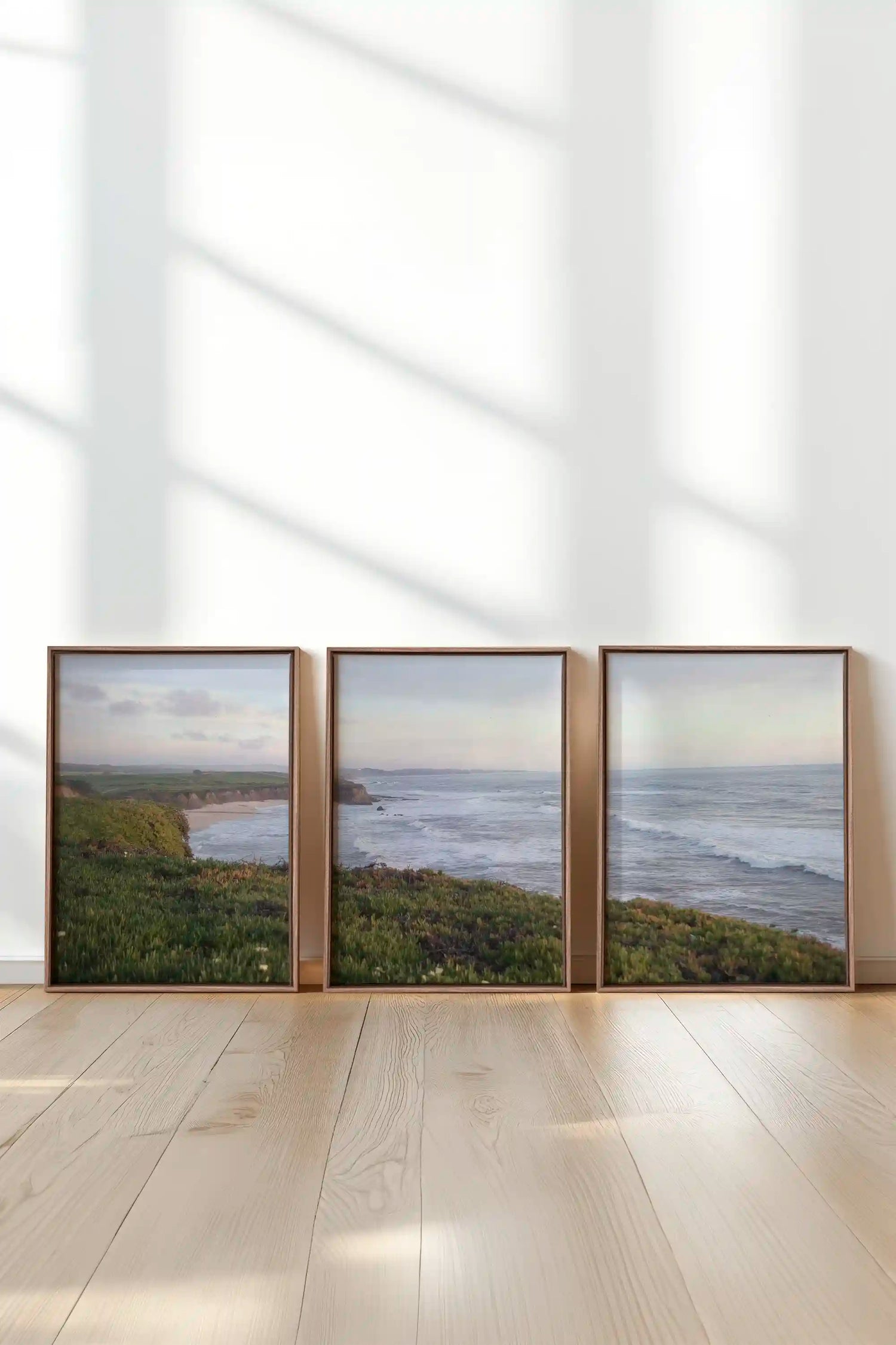 OCEANFOLD TRIO, 3 Oeuvres sur toile étirée, encadré Brun Chêne