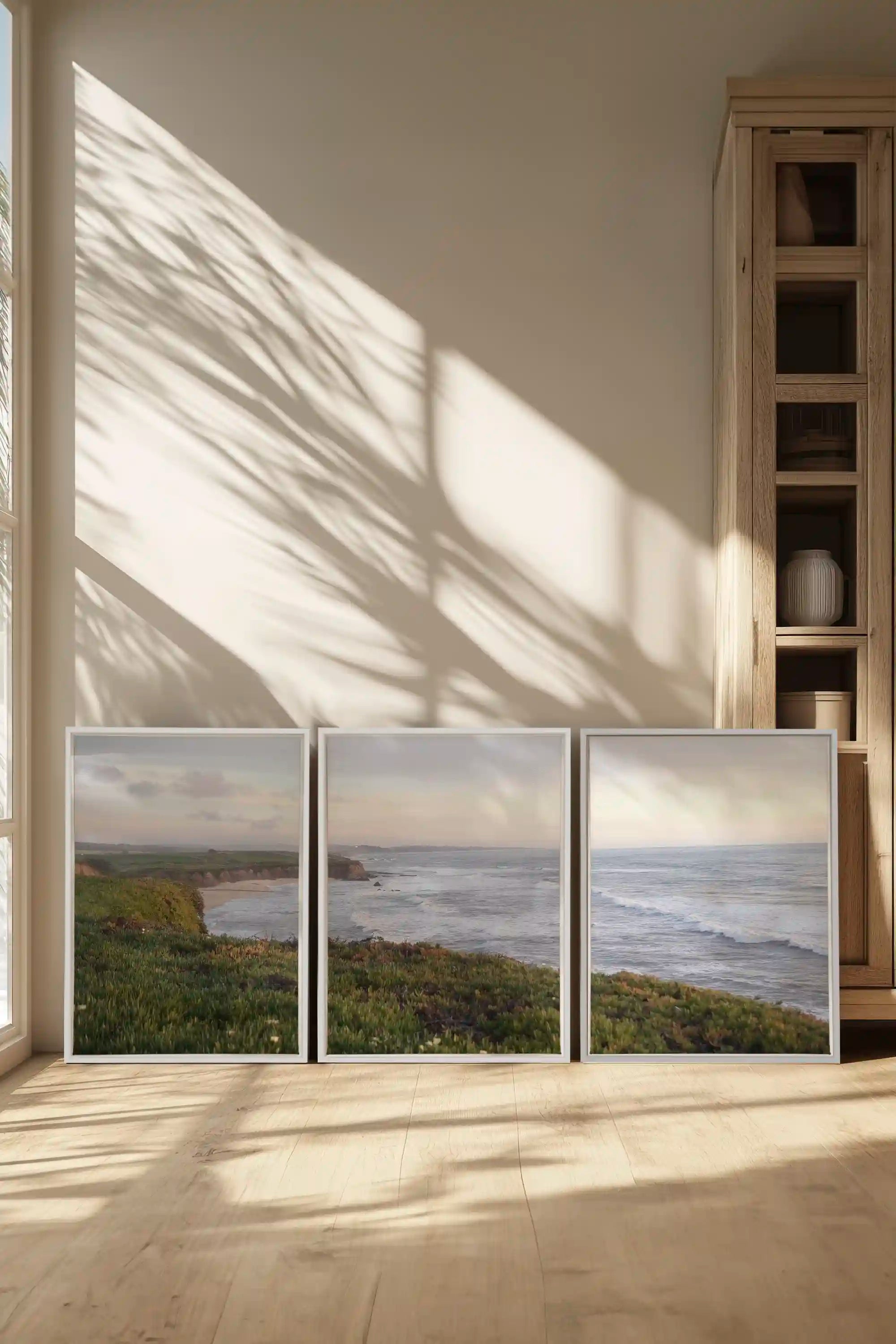 OCEANFOLD TRIO, 3 Oeuvres sur toile étirée, encadré Blanc