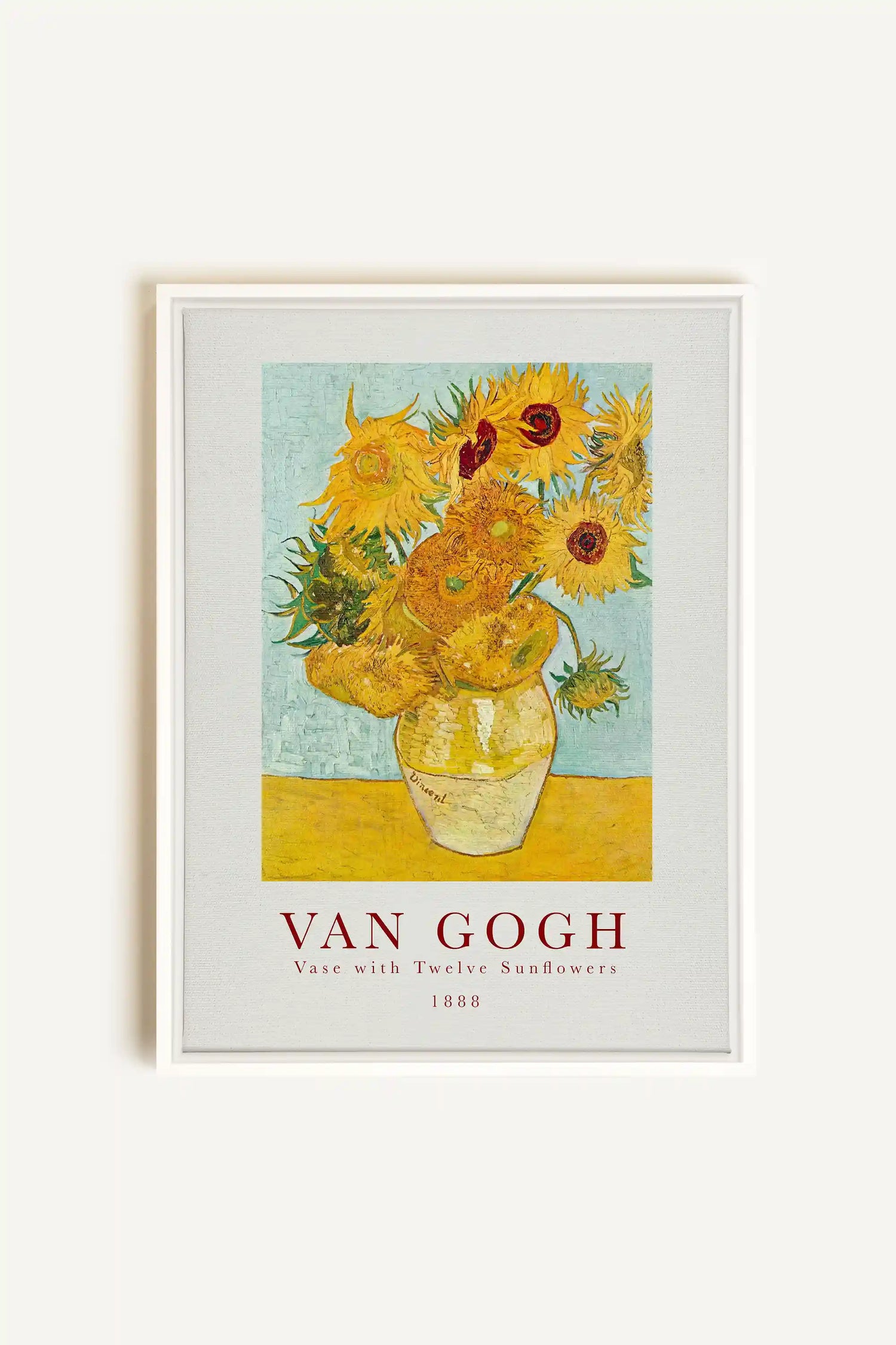 TWELVES SUNFLOWERS, Oeuvre sur toile étirée, encadré Blanc