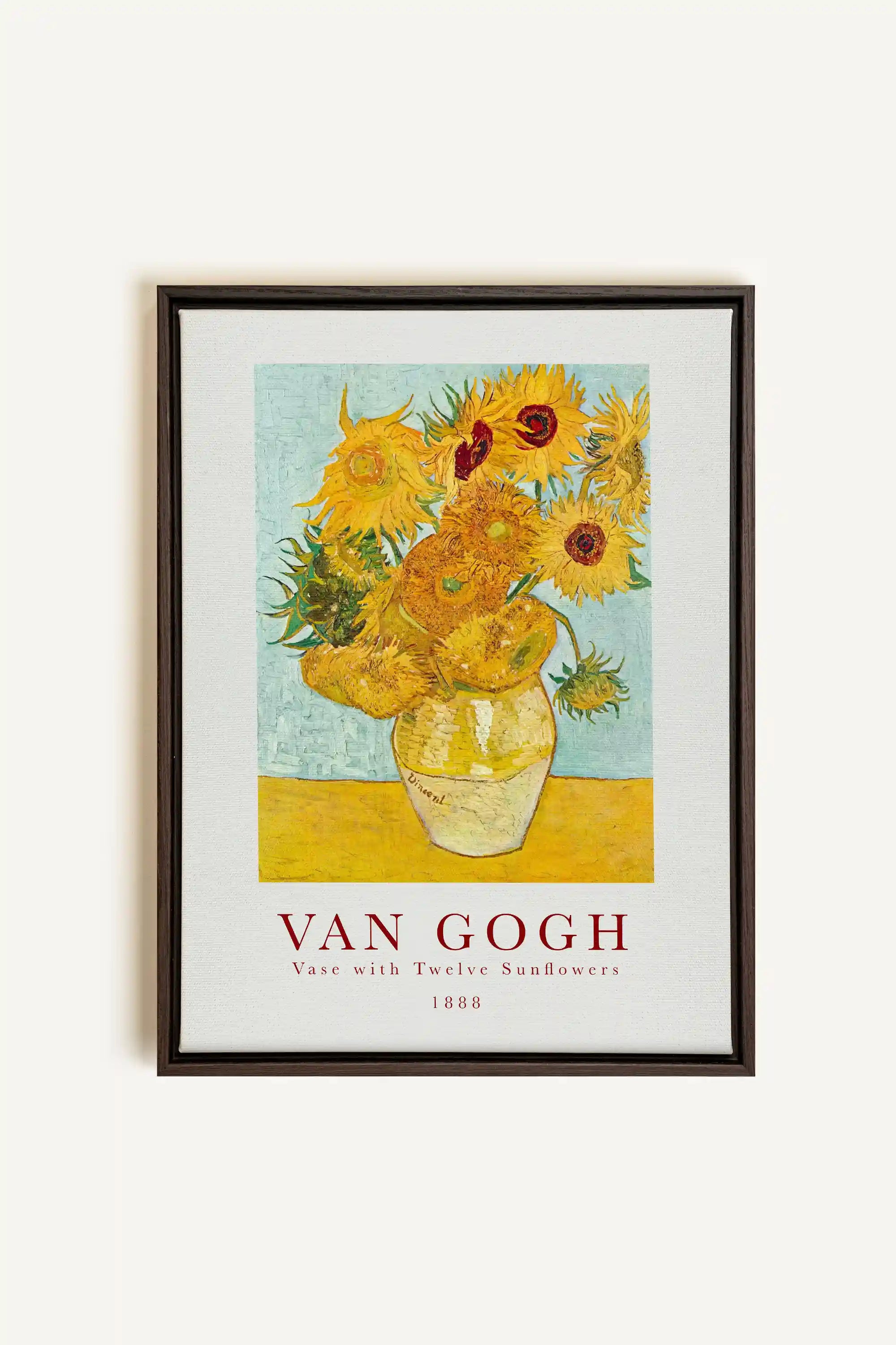 TWELVES SUNFLOWERS, Artwork on stretched canvas, framed in black