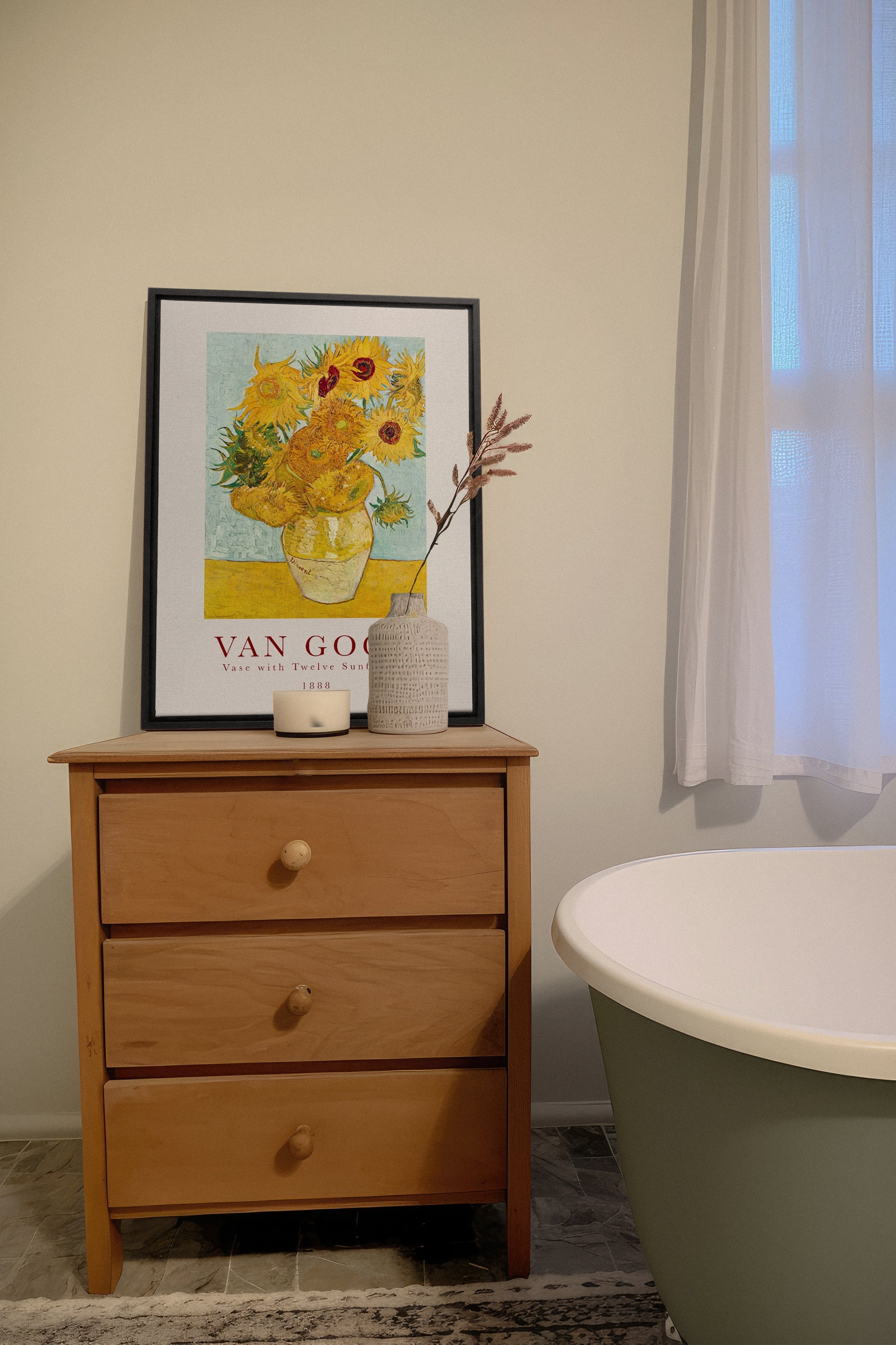 OLEKA CANVAS - TWELVES SUNFLOWERS, Oeuvre sur toile étirée, encadré Noir