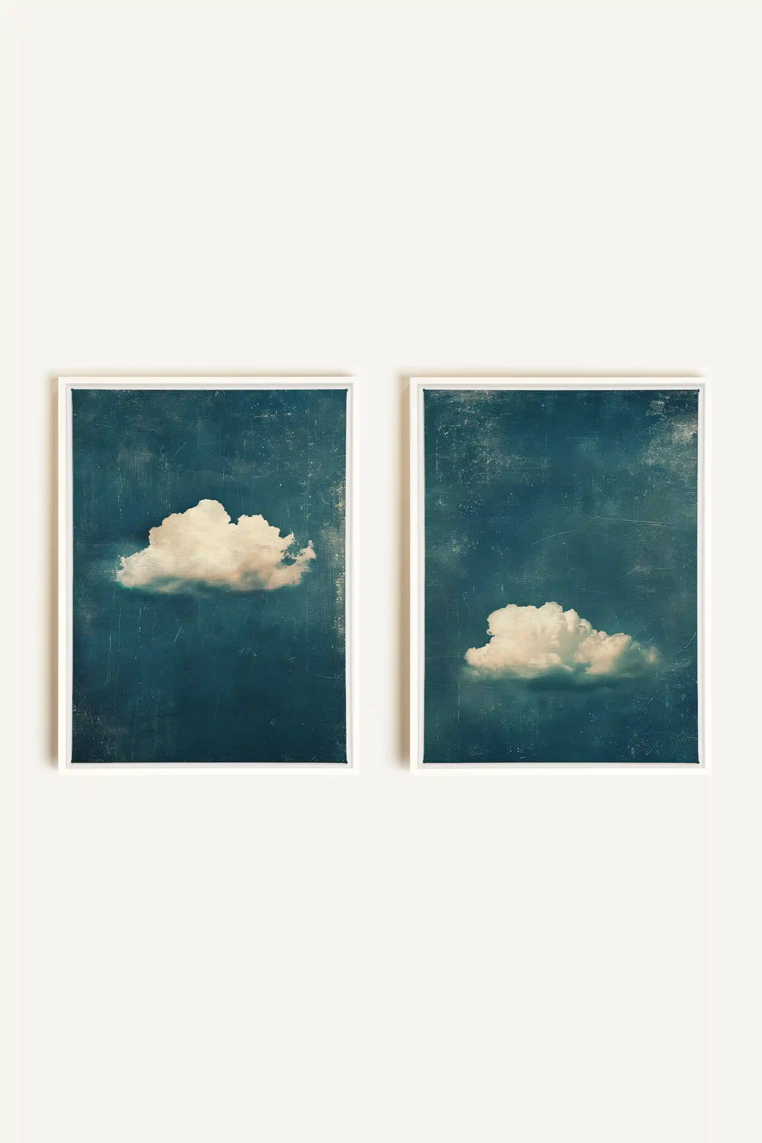 TWILIGHT BLUE SET, 2 Oeuvres sur toile étirée, encadré Blanc