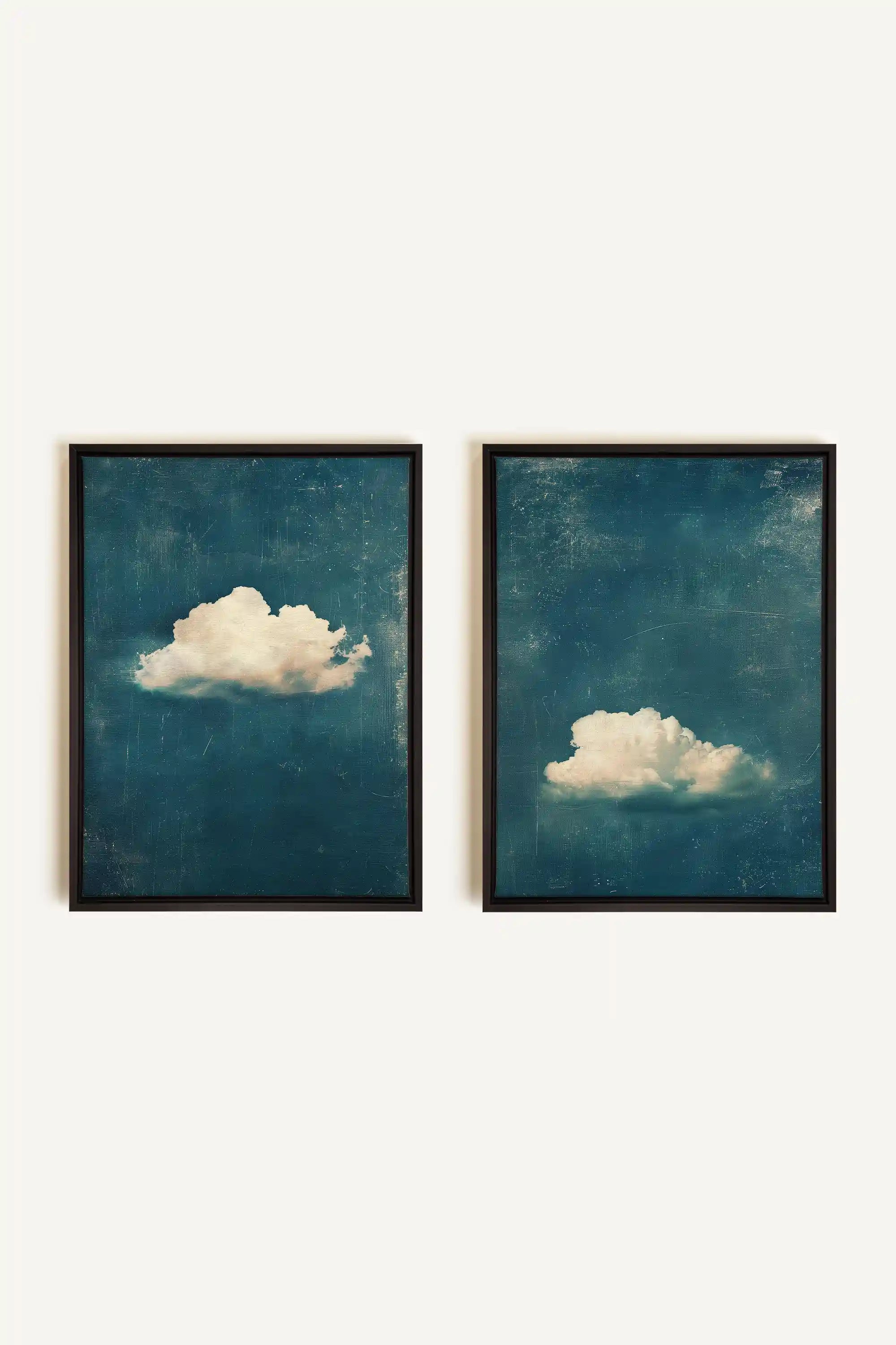 TWILIGHT BLUE SET, 2 Oeuvres sur toile étirée, encadré Noir