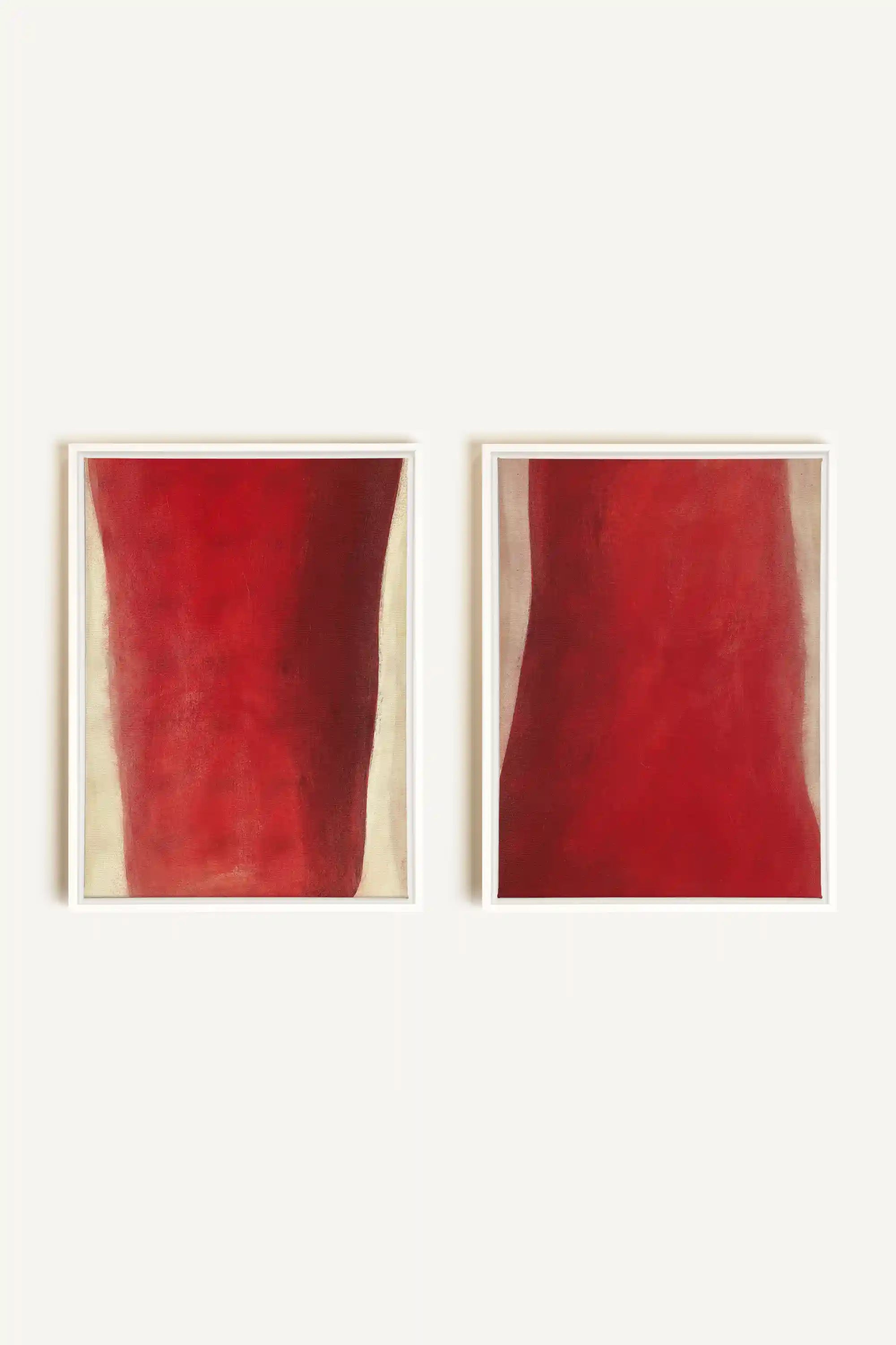 TWIN FLAMES, 2 Oeuvres sur toile étirée, encadré Blanc