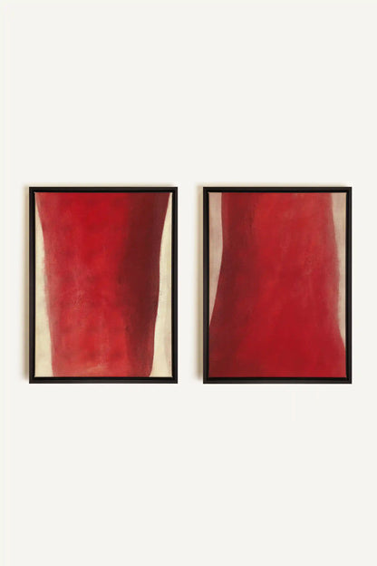 TWIN FLAMES, 2 Oeuvres sur toile étirée, encadré Noir