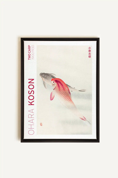 TWO CARP, Oeuvre sur toile étirée, encadré Noir