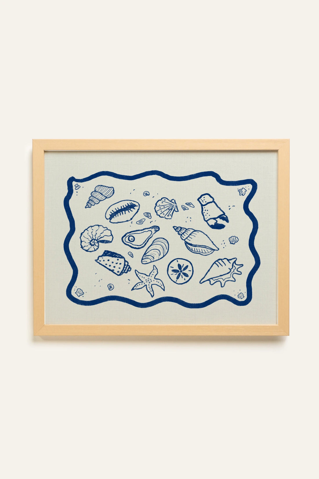 TRÉSORS DU RIVAGE, Oeuvre sur toile rigide, encadré naturel clair