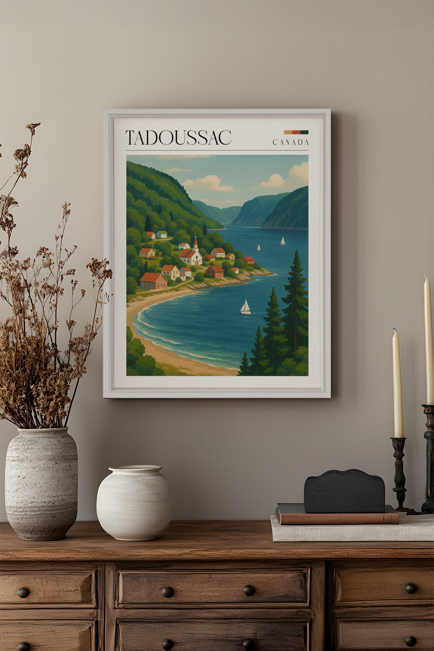 OLEKA CANVAS - TADOUSSAC, Oeuvre sur toile étirée, encadré Blanc