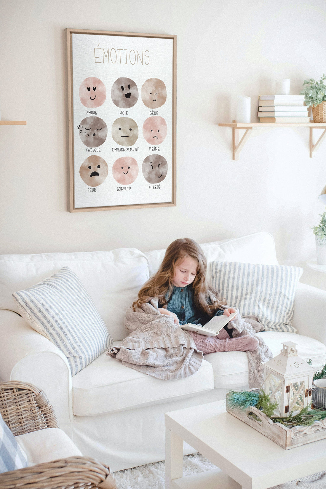 OLEKA CANVAS - ÉMOTIONS, Oeuvre sur toile étirée, encadré Naturel Clair