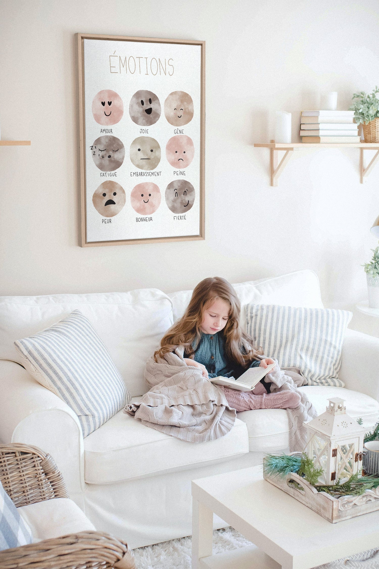 OLEKA CANVAS - ÉMOTIONS, Oeuvre sur toile étirée, encadré Naturel Clair