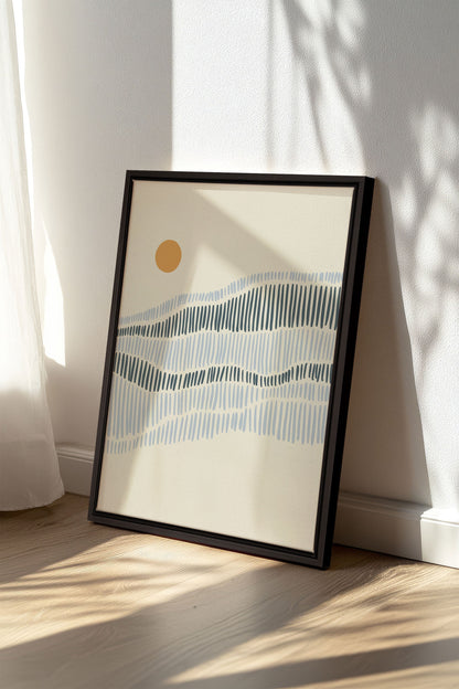 OLEKA CANVAS - VAGUES, Oeuvre sur toile étirée, encadré Noir