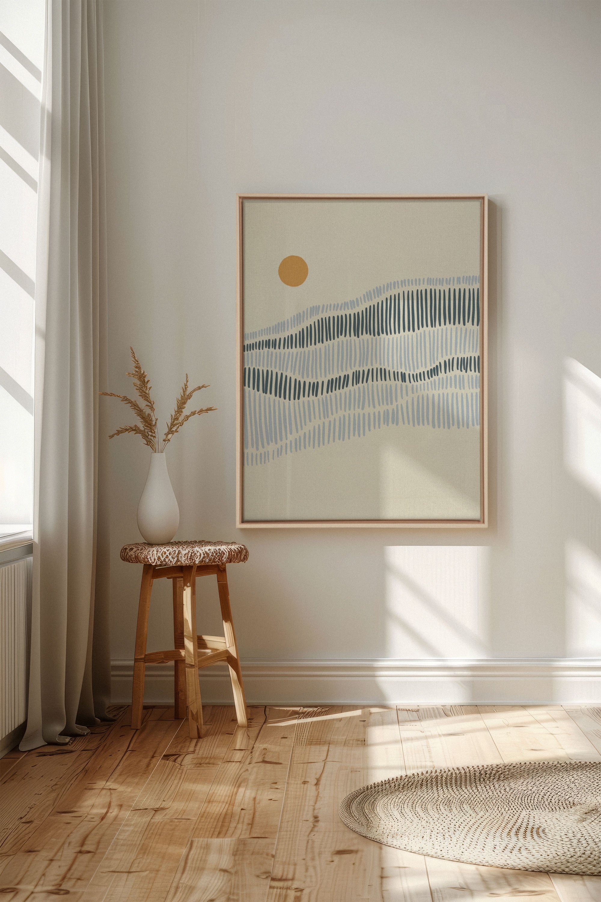 OLEKA CANVAS - VAGUES, Oeuvre sur toile étirée, encadré Naturel Clair