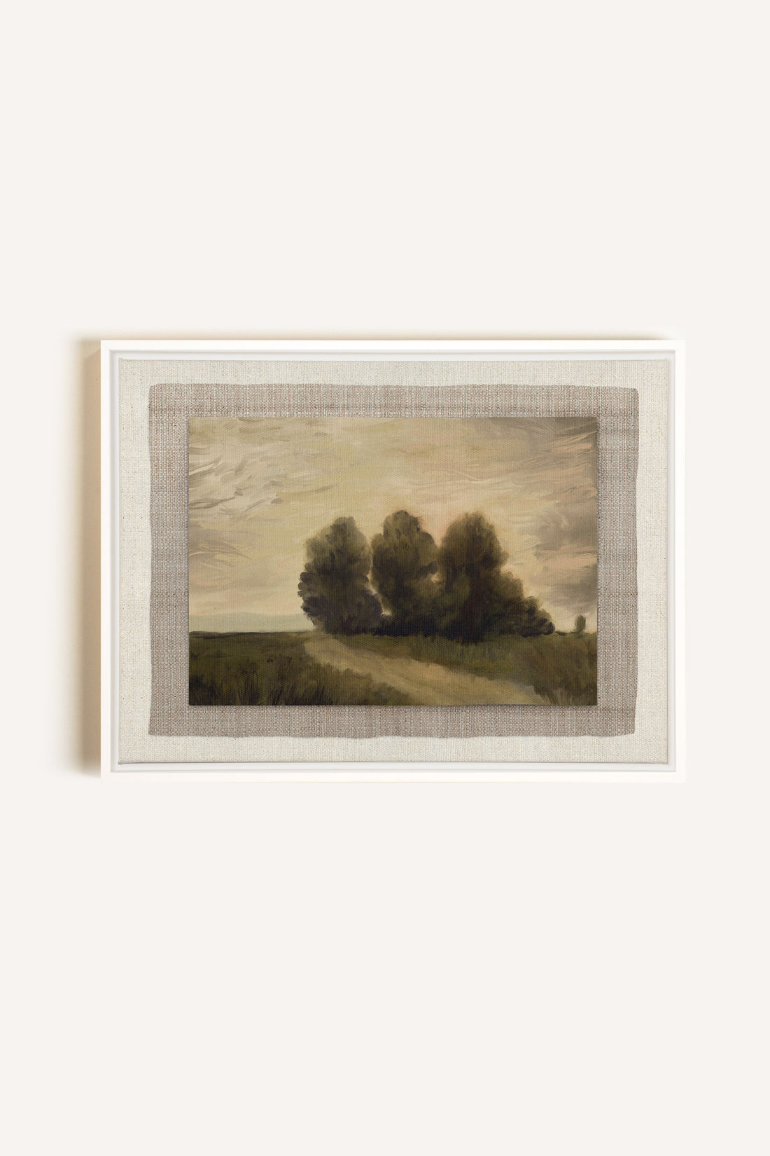 VALLEY LANDSCAPE, Artwork on stretched canvas, framed in white
